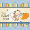 Little baby boy sleep with his teddy bear toy Royalty Free Stock Photo