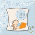 Little baby boy sleep with his teddy bear toy Royalty Free Stock Photo