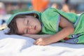 Little baby boy, sleeping on the beach in the afternoon Royalty Free Stock Photo