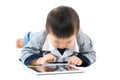Little baby boy using tablet Royalty Free Stock Photo