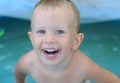 Little baby boy in the water pool Royalty Free Stock Photo