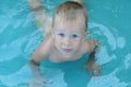 Little baby boy in the water pool Royalty Free Stock Photo