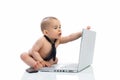 Little baby businessman using computer Royalty Free Stock Photo