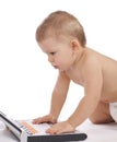 Little baby with computer