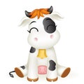 Little baby cow 3d cute calf toy cub cartoon character design vector illustration Royalty Free Stock Photo