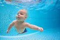 Little baby dive underwater with fun in swimming pool Royalty Free Stock Photo