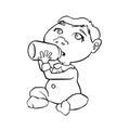 little baby eats from a bottle, pacifier vector