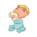 little baby eats from a bottle, pacifier vector