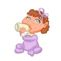 little baby eats from a bottle, pacifier vector