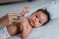 Little baby while examined by doctor Royalty Free Stock Photo