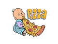 little baby favorite cute baby eating pizza