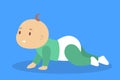 Little baby girl crawling. Toddler in diaper