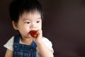 Little baby girl eating strawberry Royalty Free Stock Photo