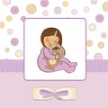 Little baby girl with her teddy Royalty Free Stock Photo