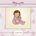Little baby girl with her teddy toy Royalty Free Stock Photo