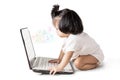 Little baby girl with laptop Royalty Free Stock Photo
