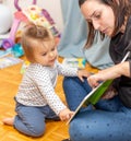 Baby Girl. Reading. Joy. Book. Mother Royalty Free Stock Photo