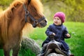 Little baby girl and pony Royalty Free Stock Photo