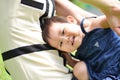 Little baby girl portrait look at camera smiling