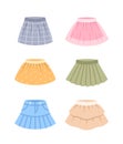 Little baby girl skirts color flat icons