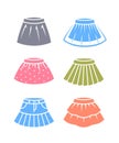 Little baby girl skirts solid color silhouette icons