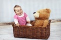 Little baby girl with teddy bear Royalty Free Stock Photo