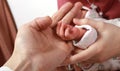 Little baby hand in the hands of mom and dad Royalty Free Stock Photo