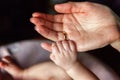 Little baby holding mother`s hand Royalty Free Stock Photo