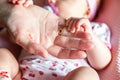 Little baby holding mother`s hand Royalty Free Stock Photo