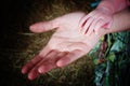 Little baby holding mother`s hand Royalty Free Stock Photo