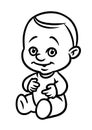 Little baby kid boy overalls character cartoon coloring page Royalty Free Stock Photo