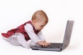 Little baby and laptop Royalty Free Stock Photo