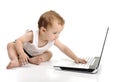 Little baby with laptop Royalty Free Stock Photo