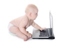 The little baby with the laptop Royalty Free Stock Photo