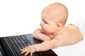 Little baby with laptop.