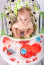 Little baby making mess with watermelon Royalty Free Stock Photo