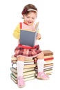 Little baby with many books Royalty Free Stock Photo