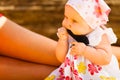 Little baby playing on beach during summertime Royalty Free Stock Photo