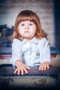 Little baby playing with laptop Royalty Free Stock Photo