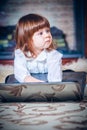 Little baby playing with laptop Royalty Free Stock Photo