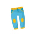 Little baby s sweatpants with string, pockets and stretch waistband. Blue childrens trousers. Kids clothing. Item for