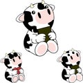 Little baby sit cow character cartoon holding a book and heart collection Royalty Free Stock Photo