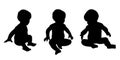 Little baby sitting silhouettes set 1