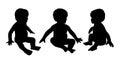 Little baby sitting silhouettes set 4 Royalty Free Stock Photo