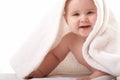 Little baby under white towel Royalty Free Stock Photo