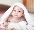 Little baby under white towel Royalty Free Stock Photo