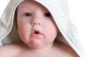 Little baby under white towel Royalty Free Stock Photo