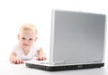 Little baby using laptop Royalty Free Stock Photo