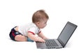 Little baby using laptop