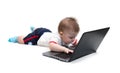 Little baby using laptop Royalty Free Stock Photo